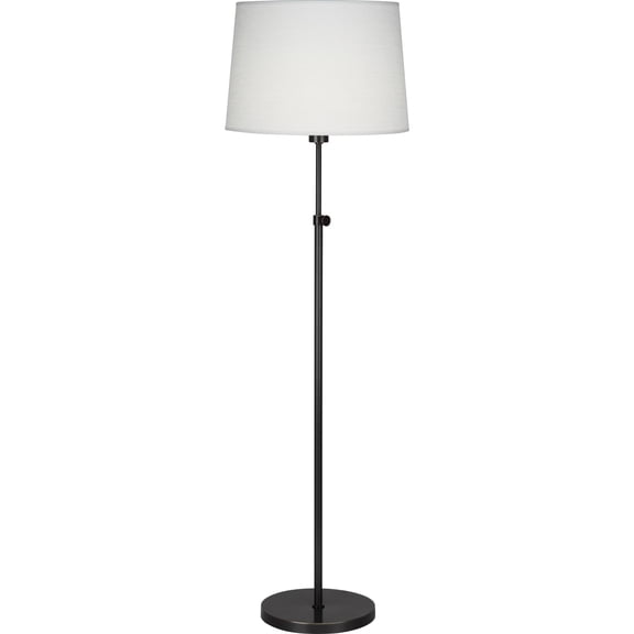 Adjustable Height Deep Patina Bronze Floor Lamp with Oyster Linen Shade - Contemporary & Transitional Lighting Fixture