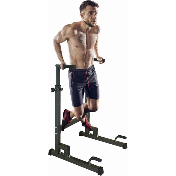Adjustable Height Dip Bar Station, Heavy Duty Dip Station for Gym,Multi-function Dip Station Pull Up Bar Full Strength Workout Fitness Equipment for Tricep Dips