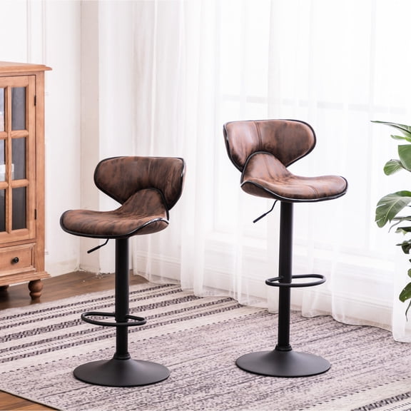 Adjustable Height Feature - Brown Barstool Set for Different Bar Heights