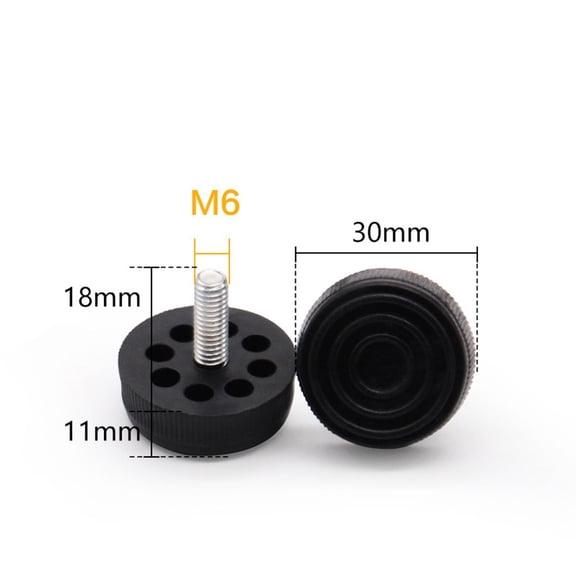 Adjustable Height Feet For Furniture - Black Plastic Leveling Screw Risers With Metric Threads (M6/M8/M10) - 10 Pack For Table Chair Stool Leg Levelers(M6*30 * 20mm)