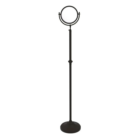 Adjustable Height Floor Standing Make-Up Mirror 8-in Diameter with 2X Magnification in Oil Rubbed Bronze