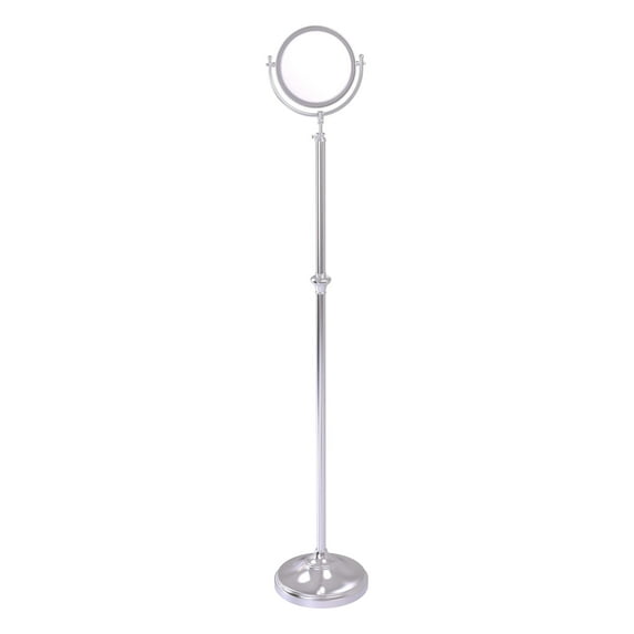 Adjustable Height Floor Standing Make-Up Mirror 8-in Diameter with 3X Magnification in Satin Chrome