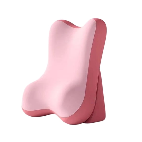 Adjustable Height Foam Bed Backrest Pillow - 2-in-1 Bedside Back Support, Waist & Prone Sleep Cushion; Breathable Removable Cover, Easy Care, Includes Insert Pink