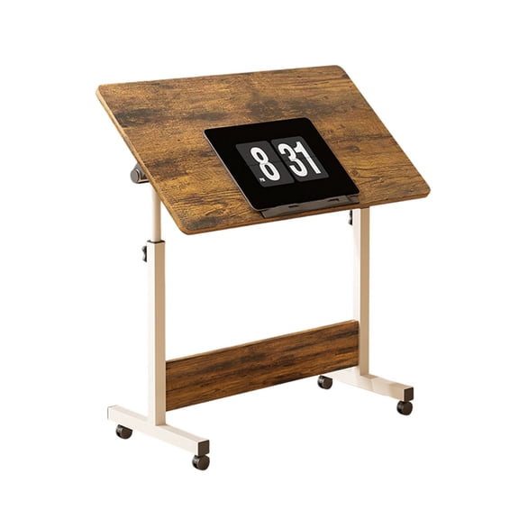 Adjustable Height Foldable Mobile Standing Desk, 65-87cm Height Range, 0-90° Tiltable Desktop, Lockable Wheels for Small Spaces Home Office, White Maple/White/Tiger Stripe/Black Available