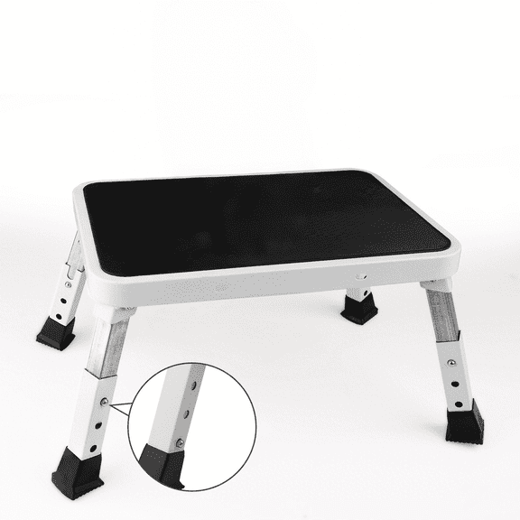 UBeesize White Foldable Step Stool - 3 Levels Heavy Duty Collapsible Foot Stool for Home, Trip, RV Car