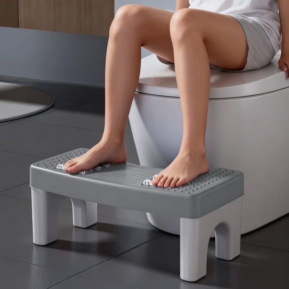 Adjustable Height Foldable Step Stool for Toilet Assistance and Bathroom Use, Stackable Design for Space Saving, Non-Slip Footrest with Good Load-Bearing Capacity