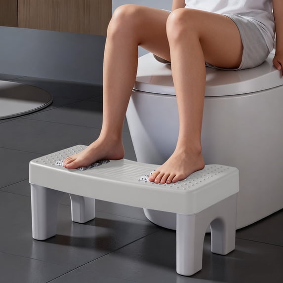 Adjustable Height Foldable Step Stool for Toilet Assistance and Bathroom Use, Stackable Design for Space Saving, Non-Slip Footrest with Good Load-Bearing Capacity