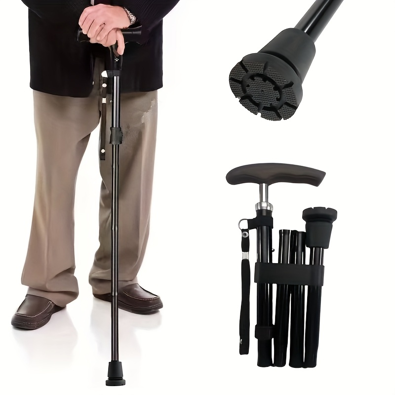 Adjustable Height Foldable Stick with 5-Level Ergonomic Handle Carrying ...