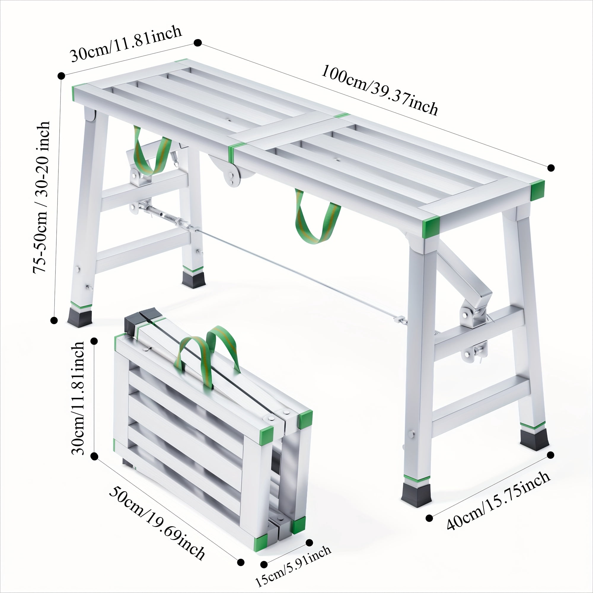 Adjustable Height Foldable Work Platform, Portable Step Stool, 900 Lbs ...