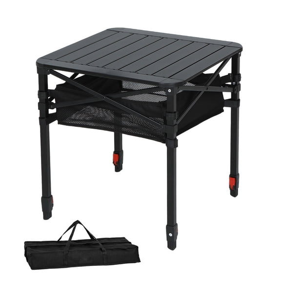Adjustable Height Folding Camping Table - Lightweight Roll-Up Tabletop with Carry Bag for Camping, Picnics, Backyard BBQ, Outdoor & Indoor Use (Medium)