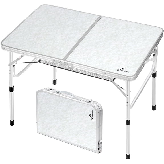 Adjustable Height Folding Table 35.4" L x 23.6" W with Mesh Layer