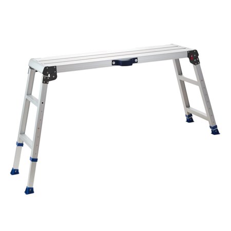 Adjustable Height Folding Work Platform Aluminum Step Stool 500 Lb Load Capacity Non-Slip Portable