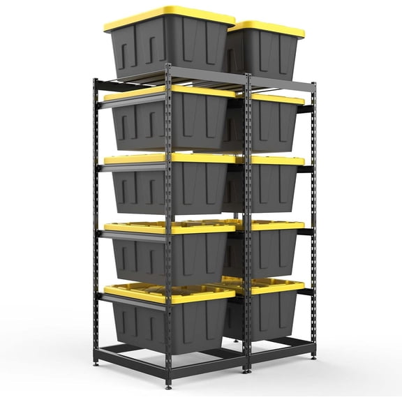 Adjustable-Height Free-Standing High-Stability Durable Metal 5-Tier Metal Storage Shelves, Multi-Layer Industrial Rack Space-Saving Boltless Storage Rack for Workshop Tool Management & Pantry Closet