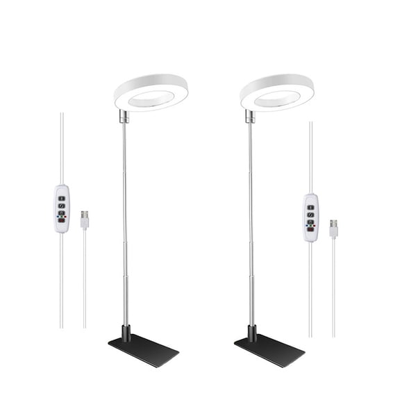 Adjustable Height Full Spectrum LED Indoor Plant Grow Light USB Powered White Light Digital Control with Desktop Base for Seedlings Flowers Vegetables White Two Pack