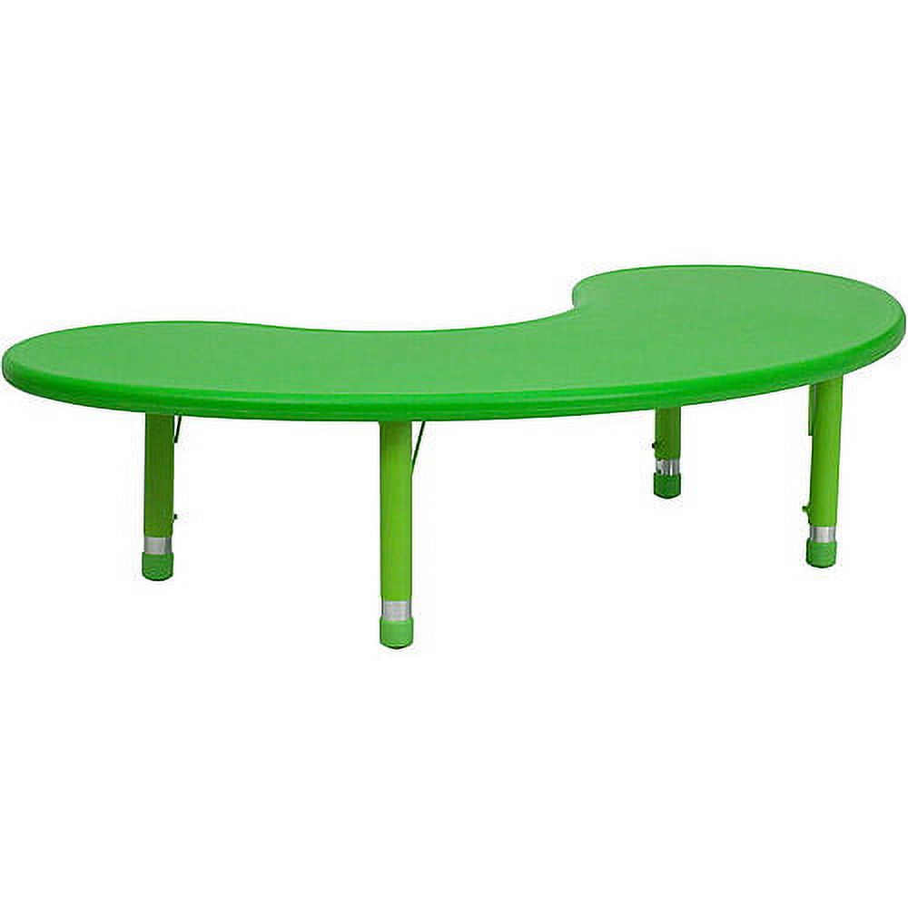 Adjustable Height Half-Moon Plastic Activity Table, Green