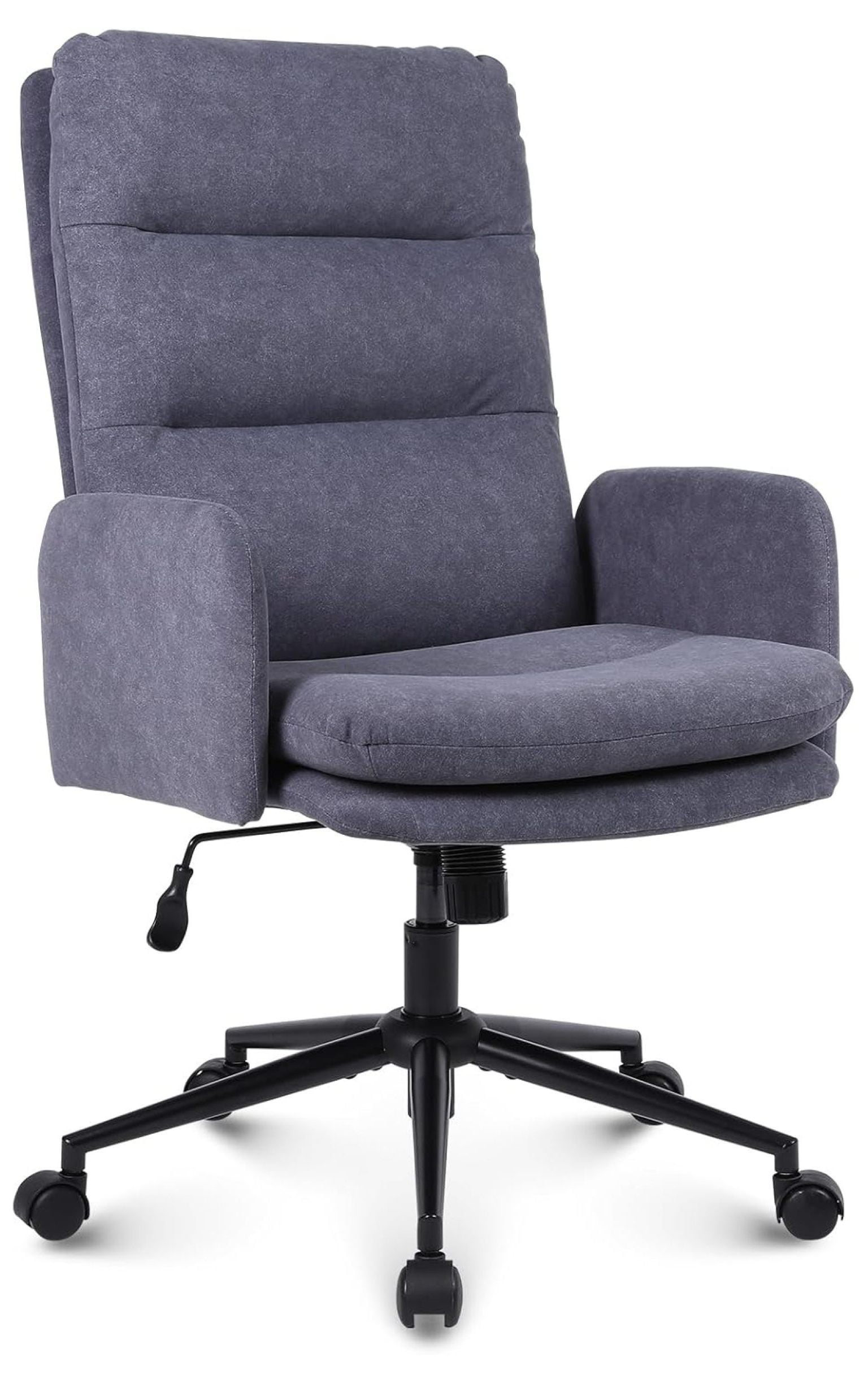 Gray Upholstered High Back Swivel Task Chair with Metal Frame