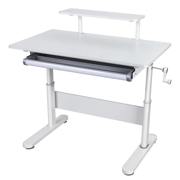 Adjustable Height Kids Desk with Tilting Desktop 50, Built-in Bookshelf, Solid Wood Construction, Ergonomic Study Table for Children, Home & Office Use