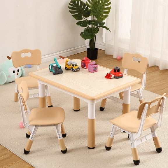 Adjustable Height Kids Table and Chair Set for Arts & Crafts | Toddler Activity Table for Ages 2-10,Sturdy 300lbs Capacity for Classroom, Daycares, and Home