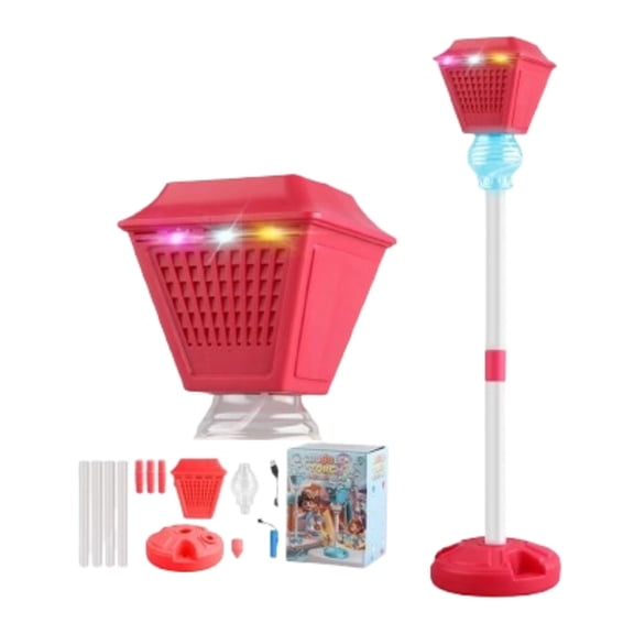 Adjustable Height Lantern Design Bubble Blower Machine, USB Powered LED Light Kids Toy, Toddler Safe No Leak Easy Assembly for Birthday Activity Red