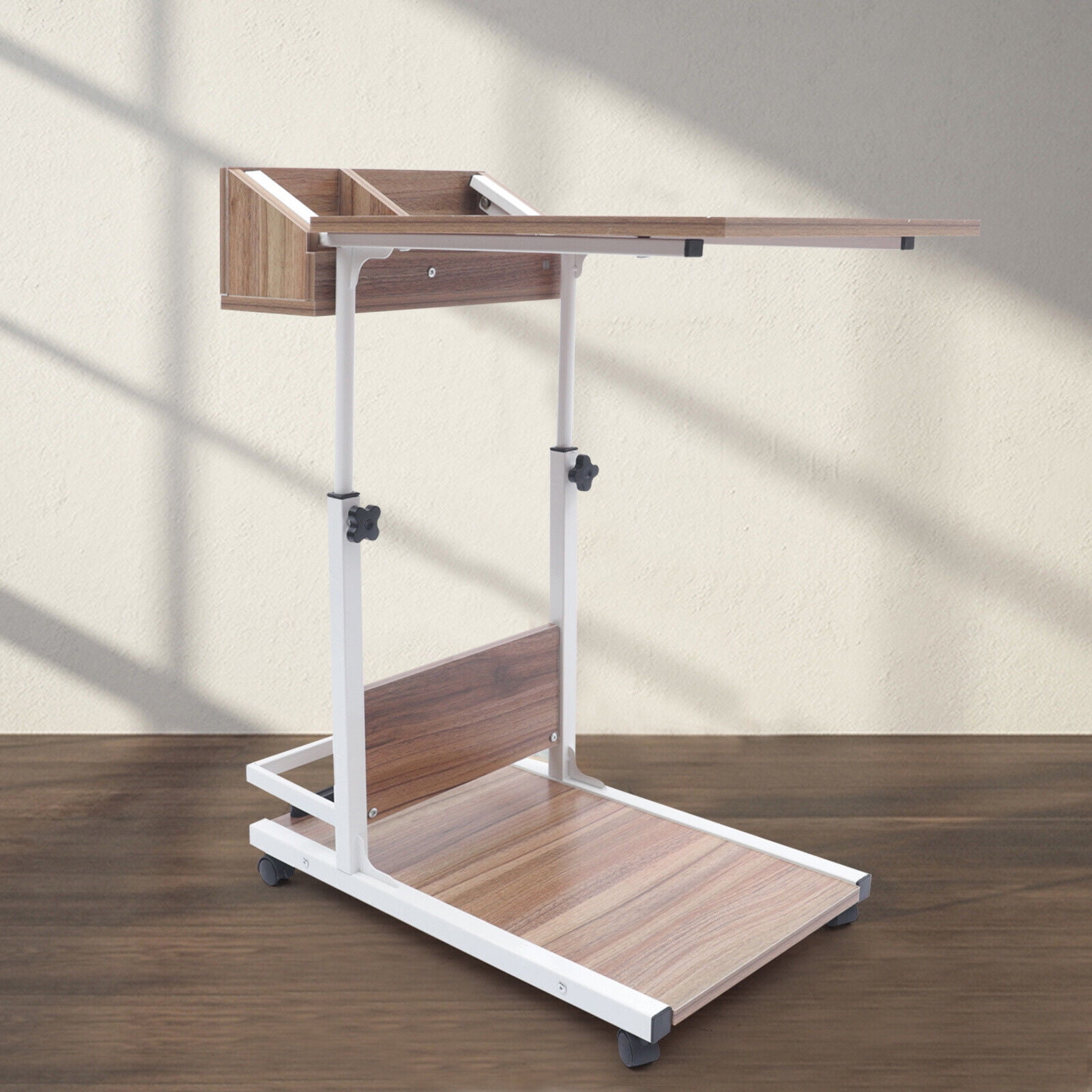 Adjustable Height Laptop Desk Rolling Bedside Table Computer Over Bed Standing