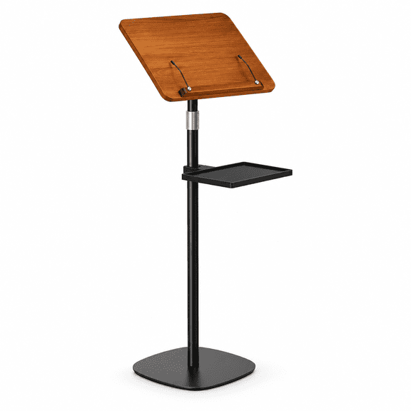 Lectern Podium with Storage Tray, Adjustable Height Floor Standing Podium Stand, Mobile Presentation Lectern for Church, School, Conference, Speech, and Events