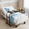 thumbnail image 1 of Adjustable Height & Length Overbed Table with Wheels - Mobile Recliner Desk, Tilting Laptop Tray, Heavy Duty Metal Stand for Bed, Sofa, Recliner, 1 of 6