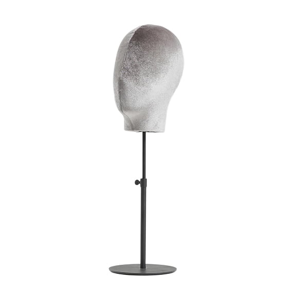 Adjustable Height Mannequin Head Stand for Hat and Wigs Display Pinnable Hairpiece Holder with Retractable Metal Base