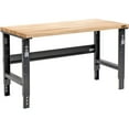 thumbnail image 1 of Adjustable Height Maple Butcher Block Square Edge Workbench, 1-3/4" Top, 60"W X 30"D, Black, 1 of 6