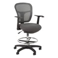 thumbnail image 1 of Adjustable-Height Mesh Mid-Back Drafting Office Chair w/ Footrest Ring & Optional Arms Black, 1 of 14