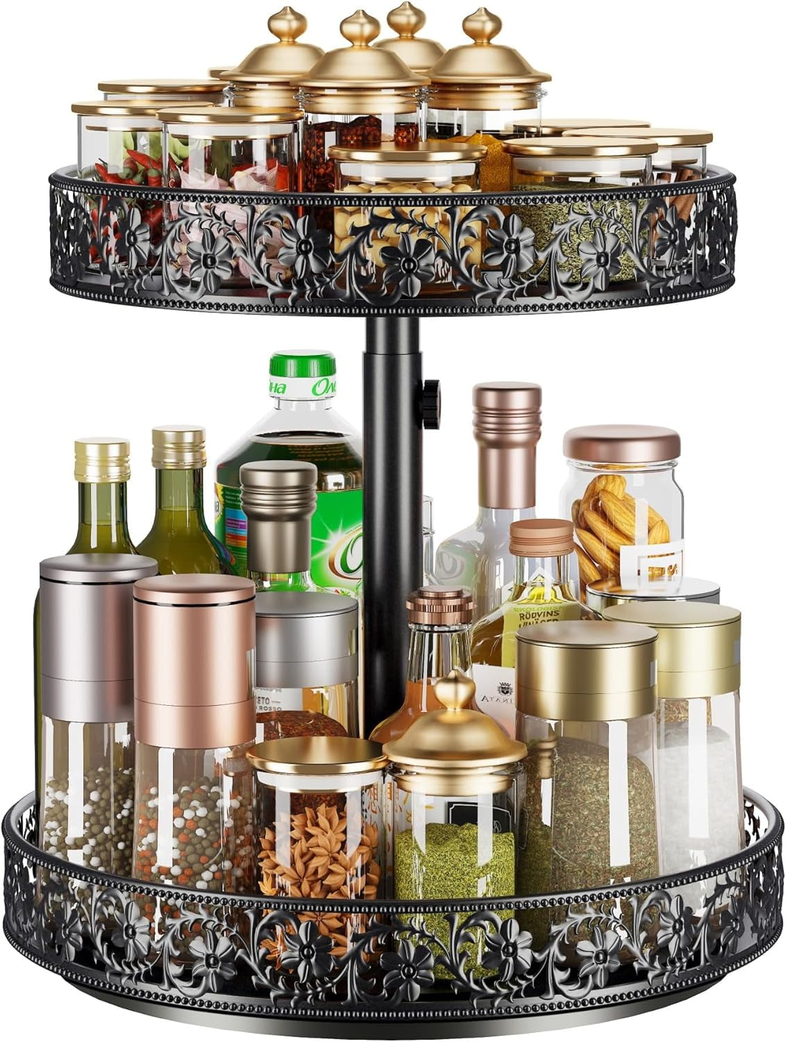 Adjustable Height Metal Material Large Capacity Lazy Susan Organizer 2 ...