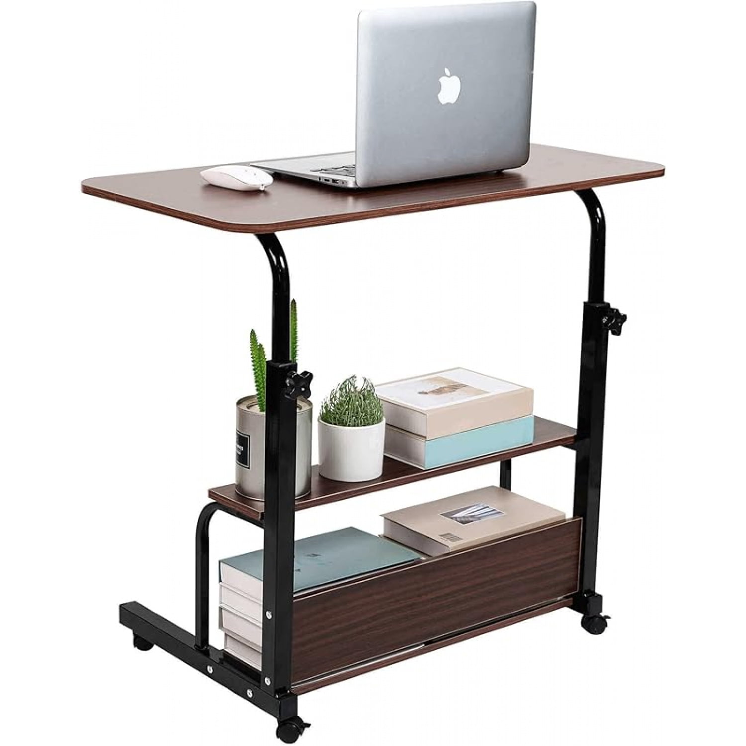 Adjustable Height Mobile Computer Desk for Small Space Rolling Writing with Wheels Corner Home Office Study Portable Bedrooms Work Desk Standing Desk
