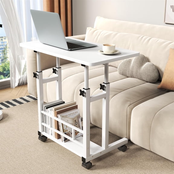 Adjustable Height Mobile Computer Desk with Wheels, 31.5"x15.75" Portable Standing Desk for Home Office, Study, Bedroom
