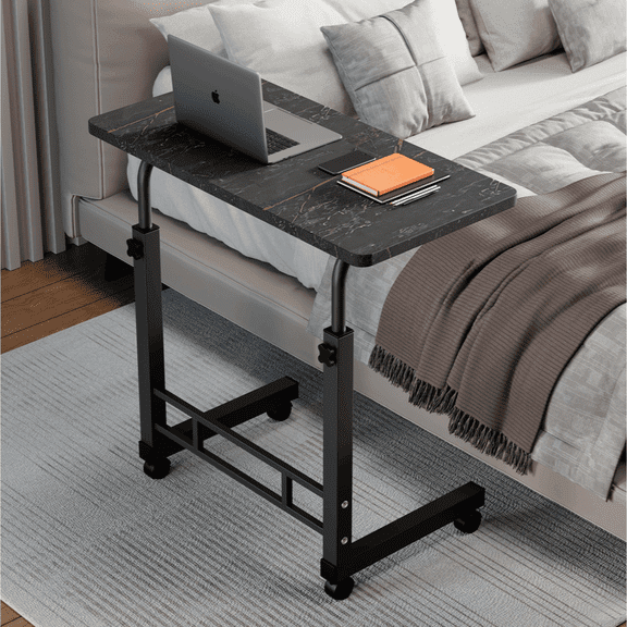 Adjustable Height Mobile Lift Table with Wheels, Bedside Sofa Side Desk for Laptop, Dormitory, Office, Coffee Table, Two Sizes
