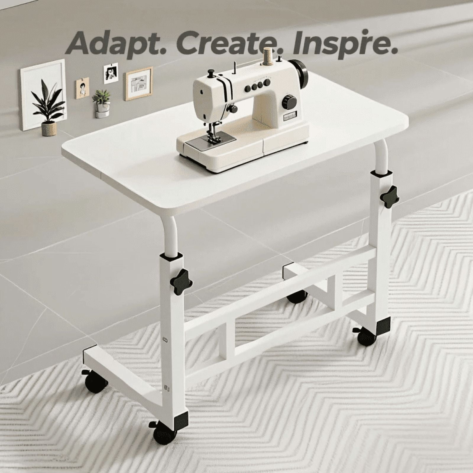 Adjustable Height Mobile Table with Lockable Wheels & Folding - Heavy ...