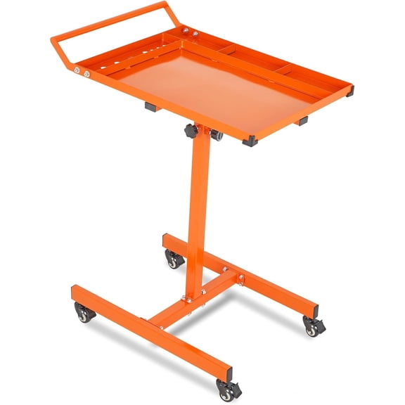 Adjustable Height Mobile Work Table,Mechanic Rolling Tool Cart with Brakes,300Lbs Capacity Mobile Rolling Tool Tray for Garage, Repair Shop,Workshop and DIY