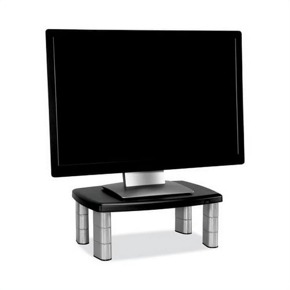 "Adjustable Height Monitor Stand, 15"" X 12"" X 2.63"" To 5.78"", Black/silver, Supports 80 Lbs | Bundle of 2 Each"