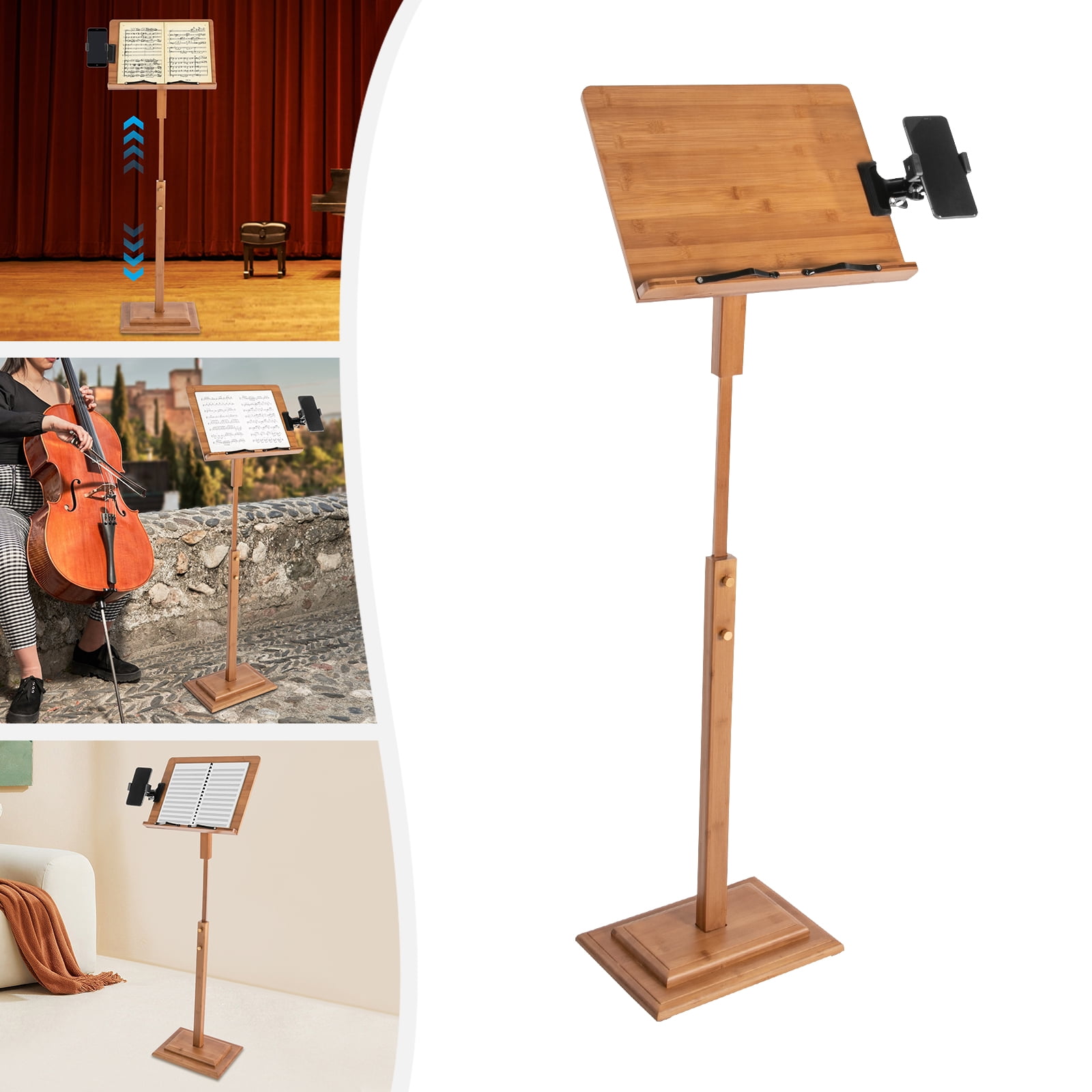 Adjustable Height Music Stand, Bamboo Music Stand, Sheet Music Stand