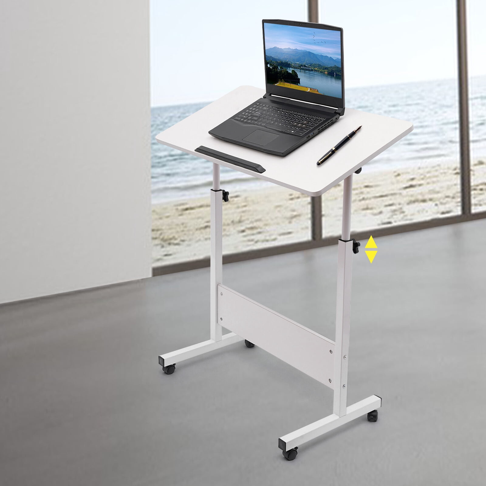 Adjustable Height Office Rolling Laptop Table Stand Bed Side Computer Desk Stand 22lbs Capacity 31*16in for Your Office, Living Room, Lounge