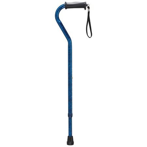 Adjustable Height Offset Handle Cane with Gel Hand Grip, 300 lb Weight Capacity