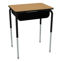 Adjustable Height Open Front Student School Desk with Metal Book Box (Set of 2)