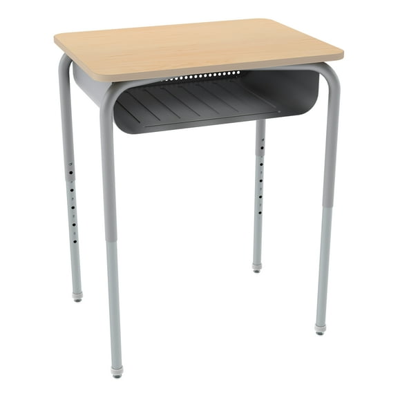 Adjustable Height Open Front Student School Desk with Metal Book Box (Set of 2)