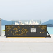 RADIATA 42" Rectangular Fire Pit Table with Tank Table, 50000BTU Patio Fire Pit Table with Rain Cover, Outdoor Natural Gas/Propane Firepit Table