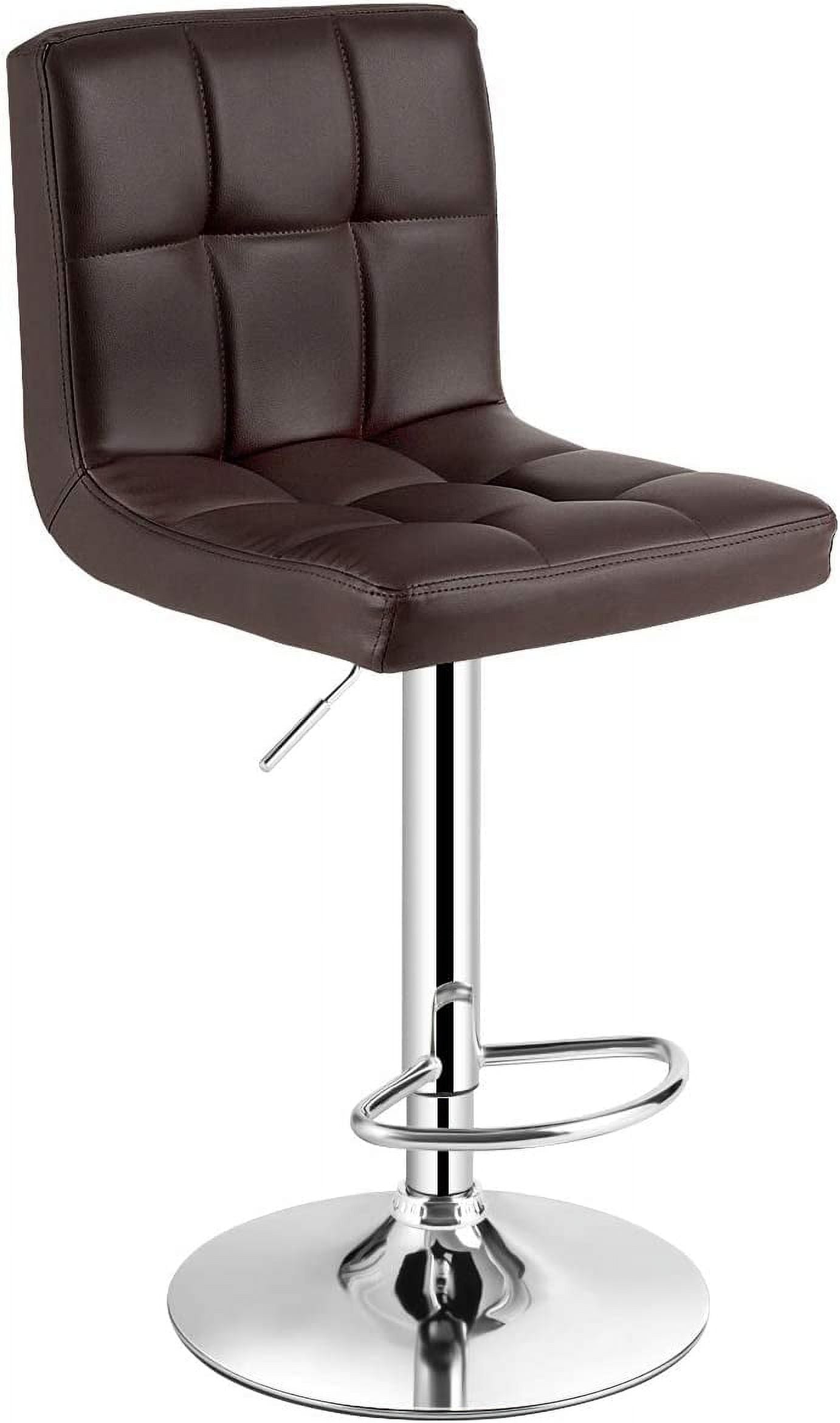 Adjustable Height PU Leather Barstools Brown