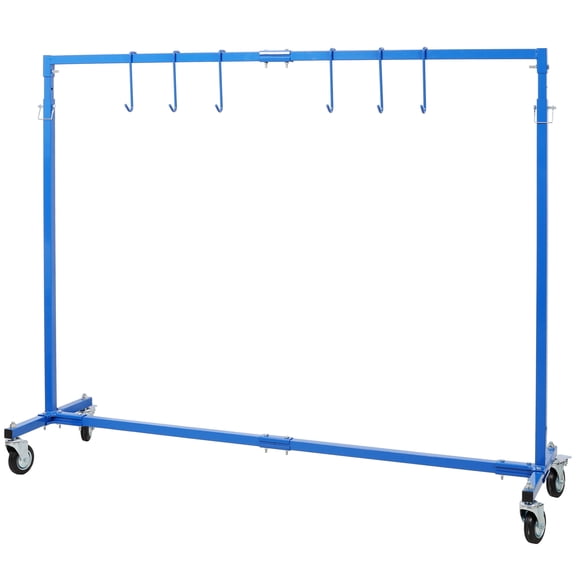 Adjustable Height Paint Hanger Drying Rack,Mobile Auto Body Shop Painting Stand with 6 Hanging Hooks,Blue,