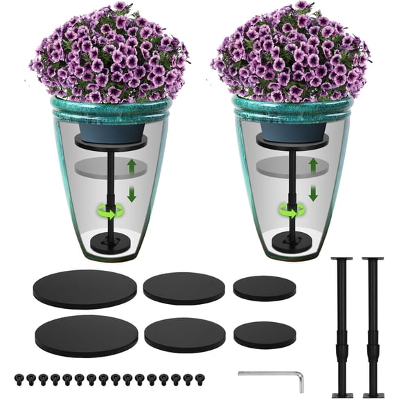 Adjustable Height Plant Risers for Pots Indoor & Outdoor 2 PCS , 12-21" Height, 6/8/10" Base - Iron Rise Plant Fillers Risers for Tall, Square, Round, Tapered Planters$$Garden &