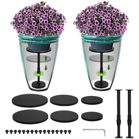 Adjustable Height Plant Risers for Pots Indoor & Outdoor 2 PCS , 12-21" Height, 6/8/10" Base - Iron Rise Plant Fillers Risers for Tall, Square, Round, Tapered Planters$$Garden & Patio