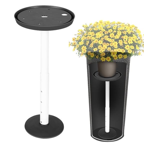 Adjustable Height Plant Stand, 11-17" Height, Tall Modern Plant Holder with Drainage Tray, Indoor Plant Stand for Large Flower Pots, Sturdy Plant Pedestal for Living Room, Patio & Home Decor