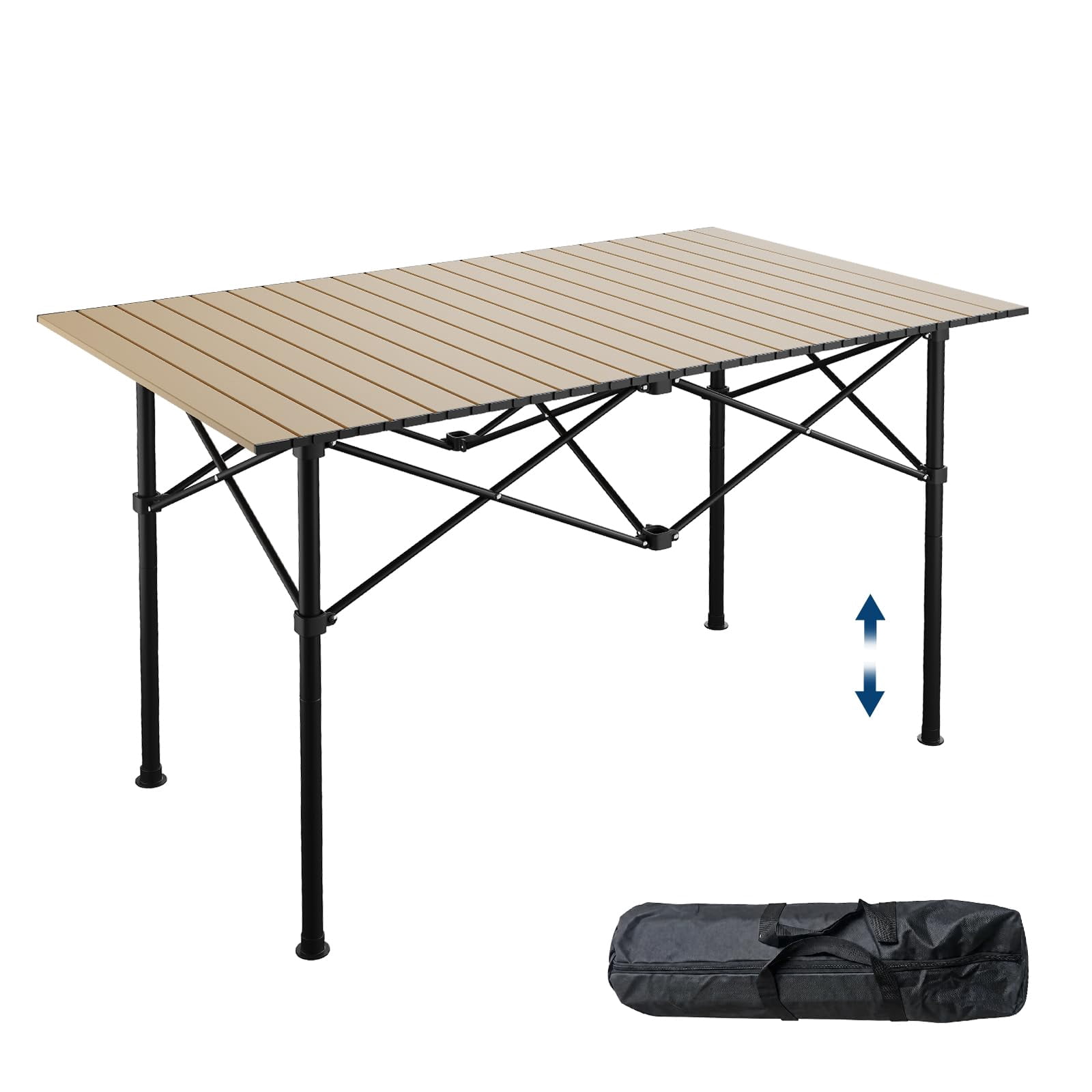 Adjustable Height Portable Folding Camping Table – Lightweight Rust ...