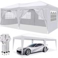 thumbnail image 1 of Adjustable Height Portable Pop up Canopy, Metal Outdoor Canopy with Stand Base and Reinforced Joints, Folding Shade Tent with Oxford Waterproof Material for Patio Lawn Garden Backyard, White, 1 of 6