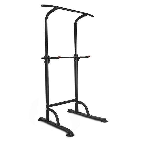 Adjustable Height Power Tower Dip Station, Heavy Duty Steel Multi-Function Pull Up Bar Stand Max 330 Lbs Capacity, Full Body Home Gym Strength Training Equipment for Pull Ups, Dips, Leg Raise, Push U